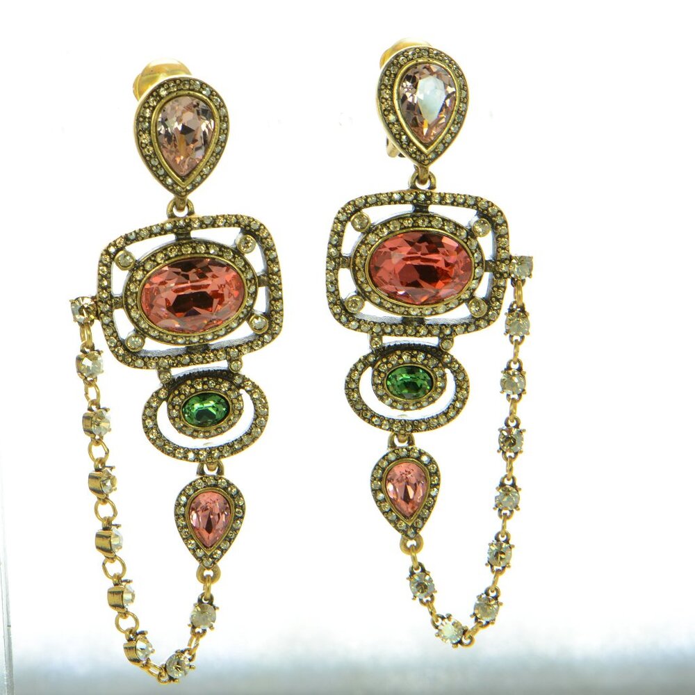 Vintage Oscar de La Renta Large Crystal Earrings